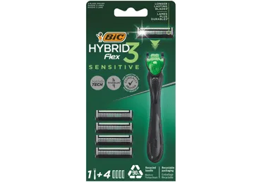 Skuveklis BIC Flex 3 Hybrid Sensitive vīriešiem +4kasetes