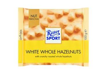 Šokolāde RITTER SPORT baltā lazdu riekstu 100g