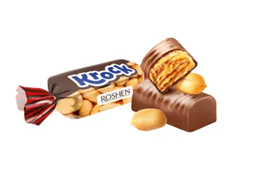 Šokolādes konfektes Krock ar zemesriekstiem un karameli ROSHEN sver.