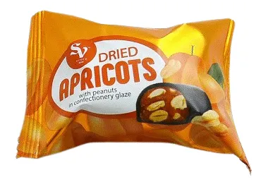 Šokolādes konfektes Žāvētas aprikozes ar zemesriekstiem sver.