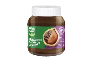 Šokolādes krēms ar lazdu riekstiem WELL DONE 750g