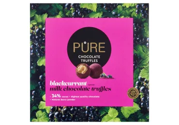 Piena šokolādes trifeles ar upeņu pildījumu ''16'' 120g, PURE CHOCOLATE