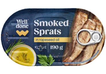 Šprotes kūpinātas eļļā WELL DONE 190g