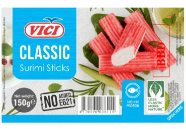 Surimi nūjiņas ar krabju garšu dzesētas Viči 150g