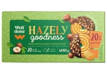 Sviesta cepumi ar riekstiem un šokolādi WELL DONE 400g