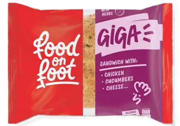 Sviestmaize Giga ar vistas gaļu, gurķi, sieru FOOD ON FOOT 260g