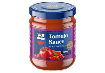Tomātu mērce ar tomātu gabaliņiem WELL DONE 500g