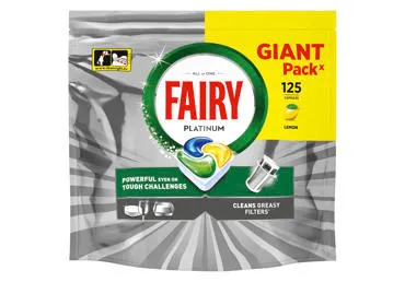 Trauku mazgājamās kapsulas FAIRY Platinum Lemon 125gb.
