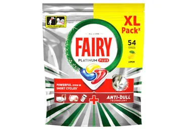 Trauku mazgājamās kapsulas FAIRY Platinum Lemon 54gb.