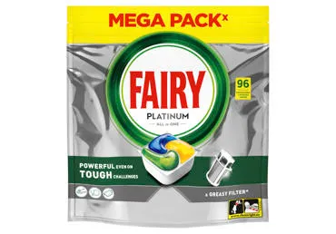 Trauku mazgājamās kapsulas FAIRY Platinum Lemon 96gab.
