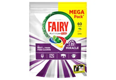 Trauku mazgājamās kapsulas FAIRY Platinum Lemon Miracle 60gb.