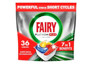 Trauku mazgājamās kapsulas FAIRY Platinum Plus Lemon 36gab.