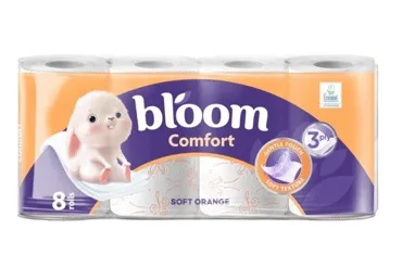 Tualetes papīrs BLOOM Comfort Orange 3kārtas 8ruļļi