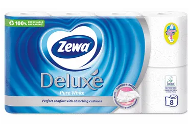 Tualetes papīrs ZEWA Deluxe Pure White 3kārtas 8ruļļi