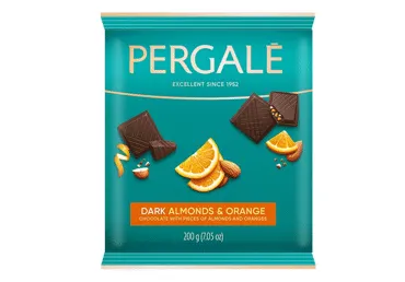 Tumšā šokolāde PERGALE mandeļu apelsīnu 200g