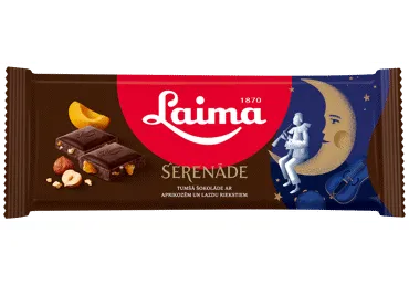 Tumšā šokolāde Serenāde LAIMA ar aprikozēm un lazdu riekstiem 190g