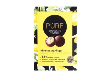 Tumšās šokolādes trifeles PURE CHOCOLATE ar citronu krēma pildījumu 148g