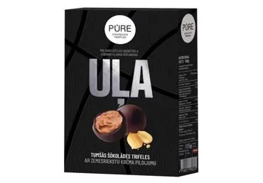 Tumšās šokolādes trifeles zemesriekstu krēma Uļa PURE CHOCOLATE 133g