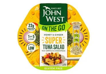 Tunzivs salāti medus ingvera ar lēcām JOHN WEST 220g