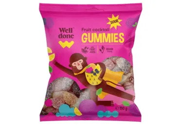 Vegānu košļajamās konfektes WELL DONE Sour Gummies 150g