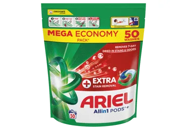 Veļas mazgāšanas kapsulas Ariel Extra Stain Removal 50gab.