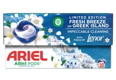 Veļas mazgāšanas kapsulas ARIEL Fresh Breeze 30gab