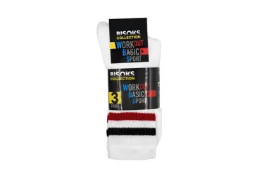Vīriešu sporta zeķes BISOKS 3pāri 39-42 baltas