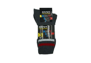 Vīriešu sporta zeķes BISOKS 3pāri 43-46 pelēkas