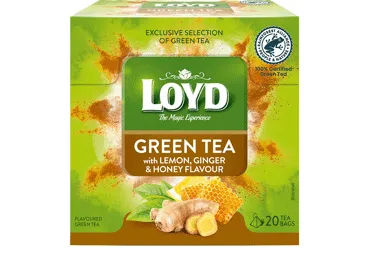 Zaļā tēja LOYD ar citrona, medus un ingvera garšu 20x2g