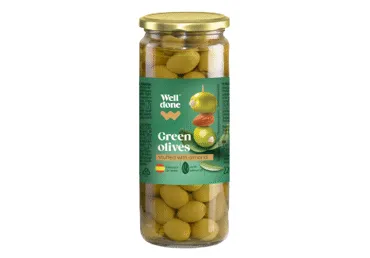 Zaļās olīvas ar mandelēm WELL DONE 220g