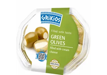 Zaļās olīvas ar svaigā siera pildījumu GRIKIOS 200/150g