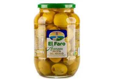Zaļās olīvas bez kauliņiem ar garšvielām EL FARO 800g