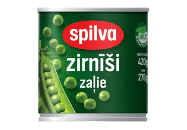 Konservēti zirnīši Spilva zaļie 420g / 270g