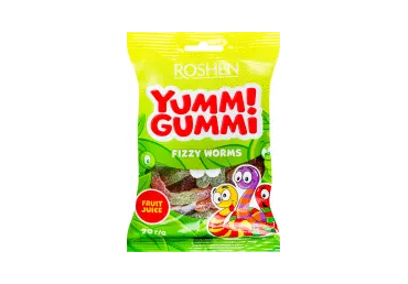 Želejas konfektes ROSHEN Yummi Gummi Fizzy Worms 70g