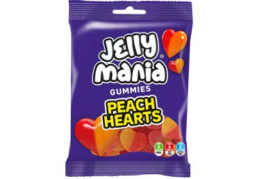 Želejkonfektes  JELLY MANIA Peach Hearts 100g