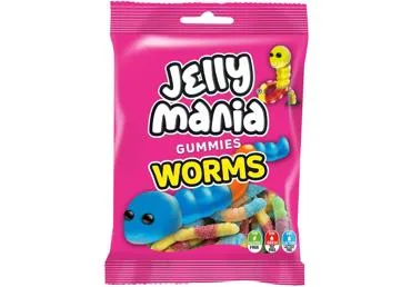 Želejkonfektes  JELLY MANIA Sour Worms 100g