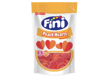 Želejkonfektes Peach hearts 150g, Fini.
