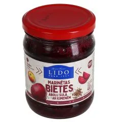 Bietes marinētas LIDO, ābolu sulā, ar ķimenēm, 480g/265g
