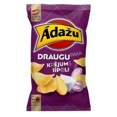 Čipsi ar krējuma un sīpolu garšu Draugu paka 180g, Ādažu