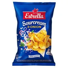 Čipsi Estrella ar lauku krējuma un sīpolu garšu 130g