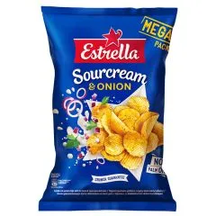 Čipsi ESTRELLA ar skābā krējuma un sīpolu garšu 250g