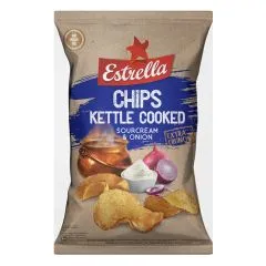 Čipsi ESTRELLA KETTLE ar skābā krējuma garšu 120g