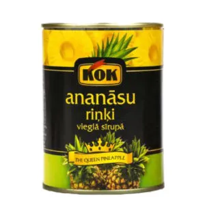 Ananāsu riņķi vieglā sīrupā 565g (300g), KOK