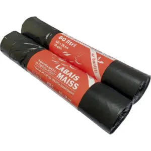 Atkritumu maisi LABAIS MAISS LDPE, aizvelkami, 60l, melni, 60x78cm, 33mk, 10gab