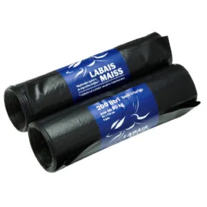 Atkritumu maisi LABAIS MAISS LDPE, 200l, melni, 82x120cm, īpaši izturīgs, 60mk, 5gab