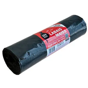 Atkritumu maisi LABAIS MAISS LDPE, 250l, melni, 100x125cm, īpaši izturīgs, 60mk, 5gab