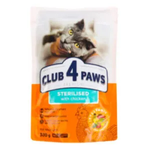 Barība kaķiem Club4paws steralizētiem un kastrētiem 300g