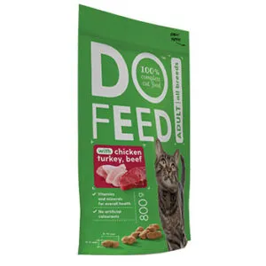 Barība kaķiem DoFeed Adult vistas,tītara,liellopa 800g