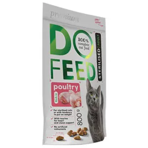Barība kaķiem DoFeed Sterilised ar mājputnu gaļu 800g