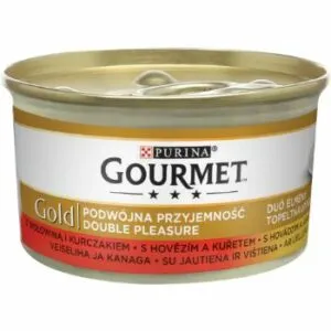 Barība kaķiem Gourmet Gold liellopu,vistas 85g